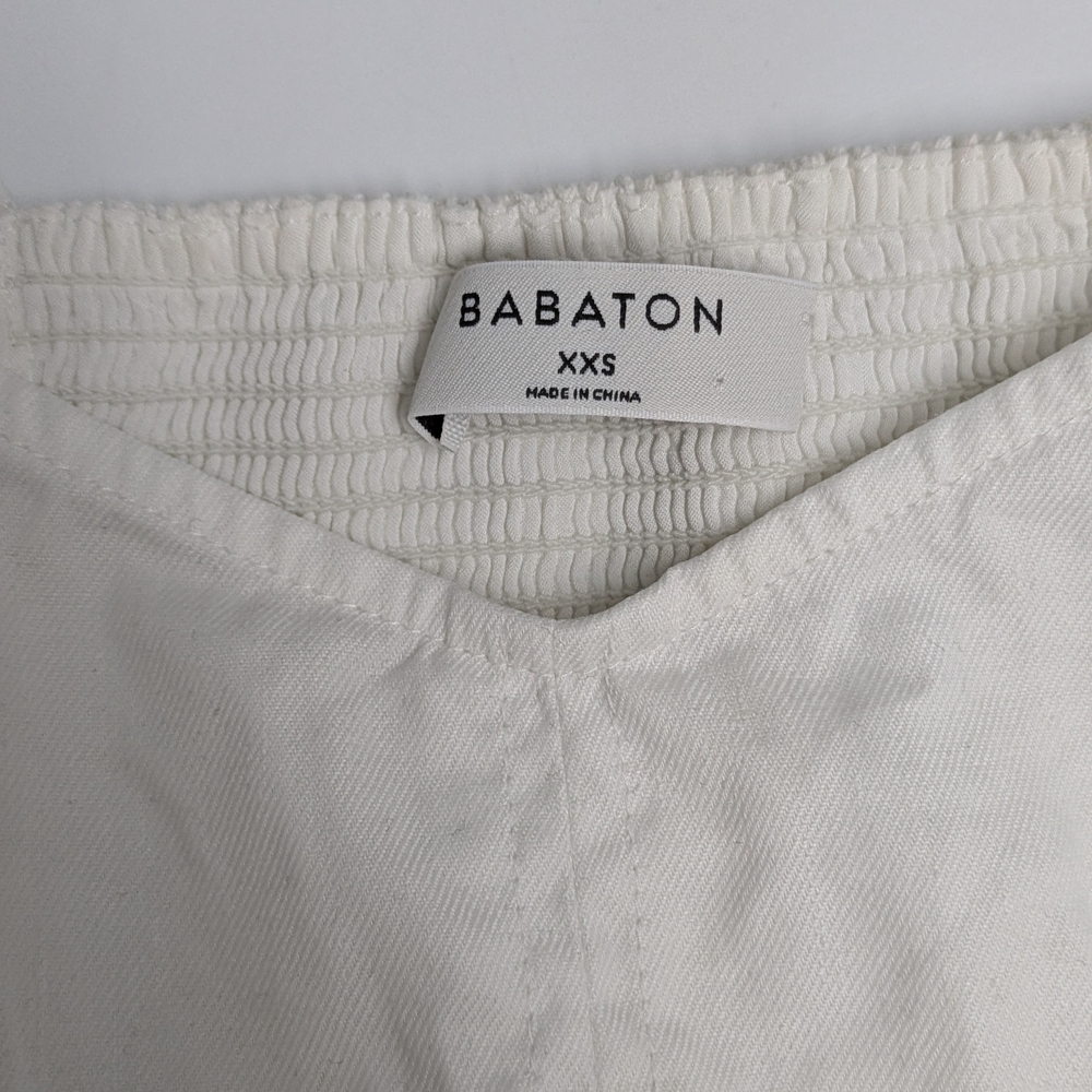 Aritzia Babaton Hadwyn women's crop cream blouse linen and cotton size XXS - Picture 5 of 13